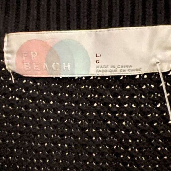 FP Beach Free People Beach Sz L Hailee Waffle Knit Oversized Sweater Button - Picture 4 of 12